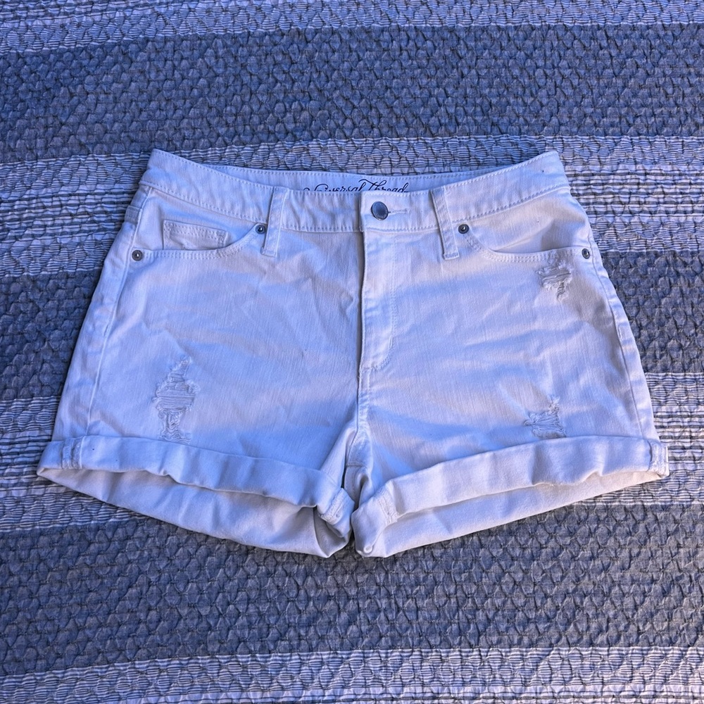 White High Waisted Jean Shorts